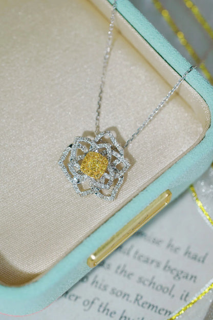 Necklace 18K Gold 0.15ct Yellow Diamonds Pendant Female's