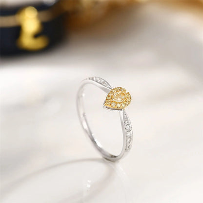 Ring 18K Gold 0.12ct Yellow Diamonds Engagement Female's