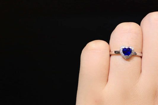 Ring 18K Gold 0.58ct Royal Blue Sapphire Diamonds Female's