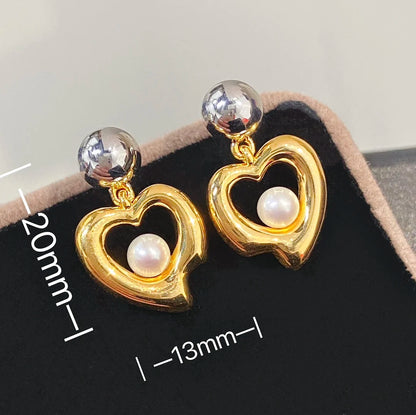 Earrings 18K Yellow Gold Chic Simple Stud Female's Fine Gift