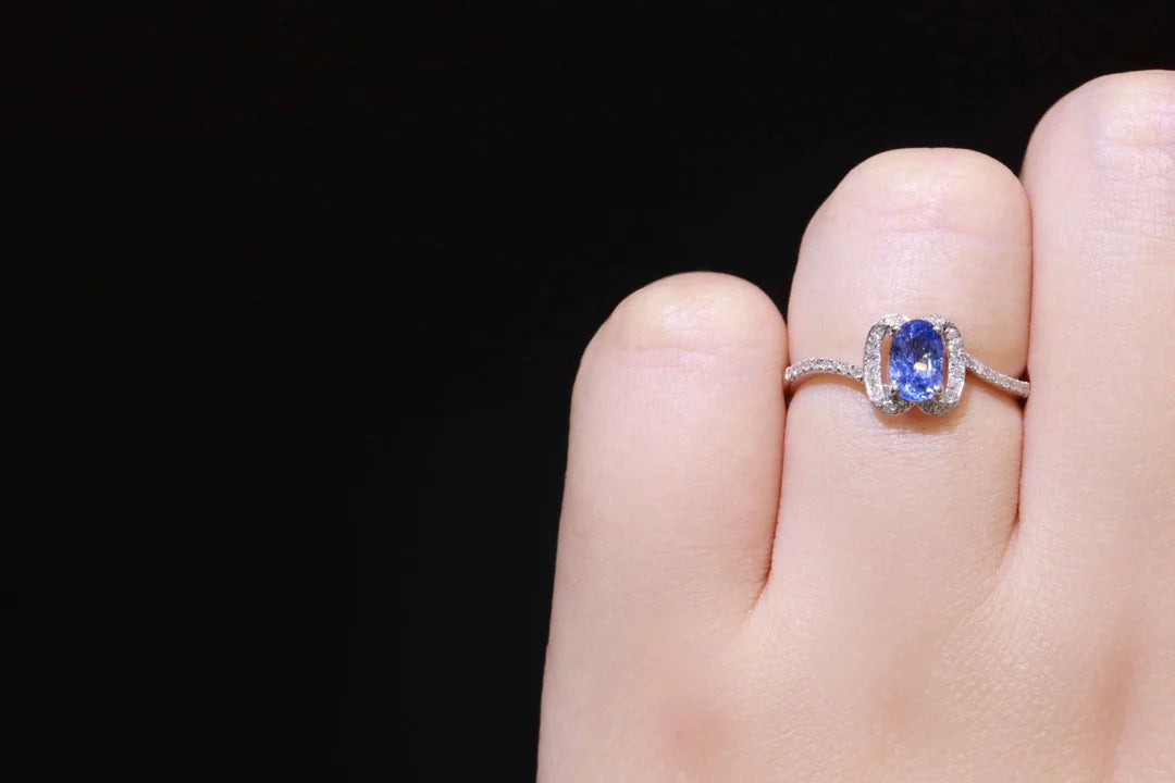 Ring 18K Gold 0.48ct Cornflower Blue Sapphire Gemstones Diamonds Female's