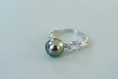 Ring 18K Gold Tahitian Pearl Gemstones Male's Fine Jewelry