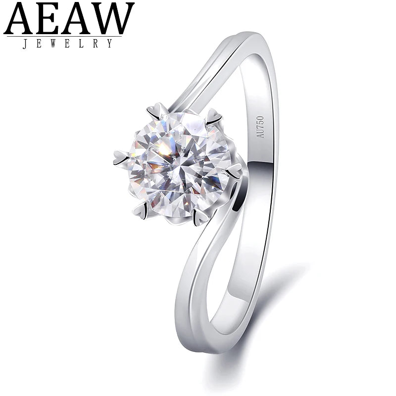 Ring 14k White Gold 1.0ct Round Cut Lab Grown Diamond Engagement Jewelry Pave Setting