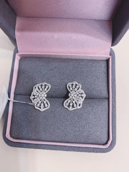 Earrings 18K White Gold 0.72ct White Diamonds Drop Female's Fine