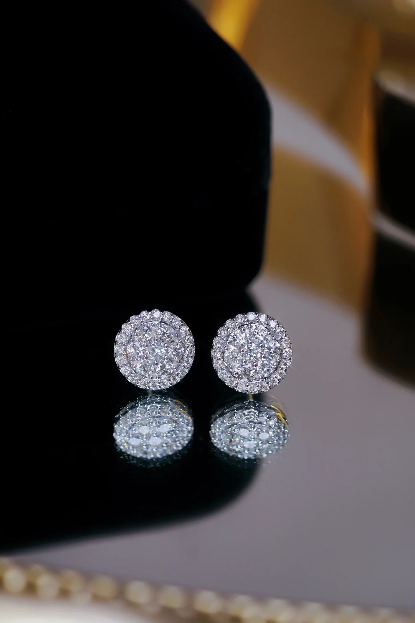 Earrings 18K White Gold 1.00ct White Diamonds Stud Female's Fine