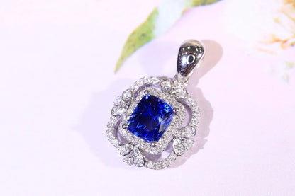 Pendant 18K Gold 0.92ct Cornflower Blue Sapphire Gemstones Necklace for Women