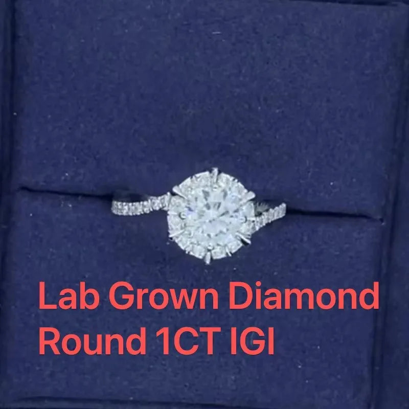 Ring 14k White Gold 1ct Round Cut Lab Grown Diamond Twist Engagement Jewelry DEF Color VS-VVS