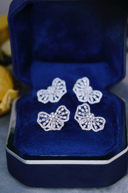 Earrings 18K White Gold 0.72ct White Diamonds Stud Female's Fine