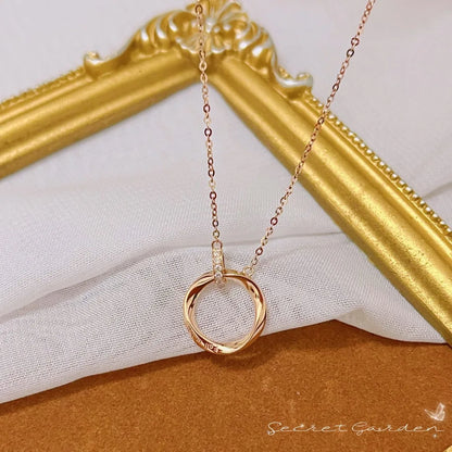 Necklace 18K Rose or Yellow Gold 0.42ct White Diamonds Pendant Female's