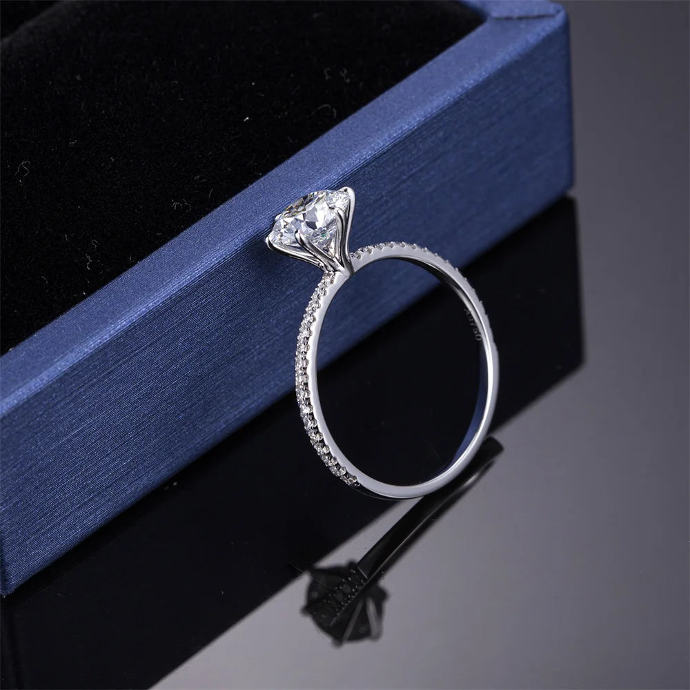 Ring 18K White Gold Lab Diamond 1.1CT D VVS2 Lady Fine Jewelry Girl Gift