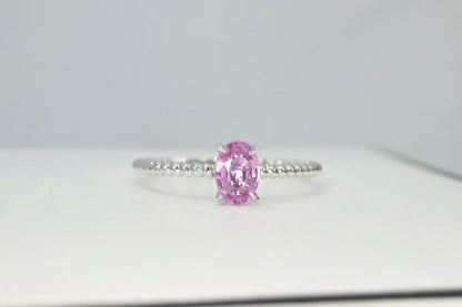 Ring 18K Gold 0.48ct Natural Pink Sapphire Padparadscha Gemstones for Women