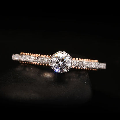 Ring 14K Two Tone Gold 0.5ct DEF VS Lab Diamond Female's