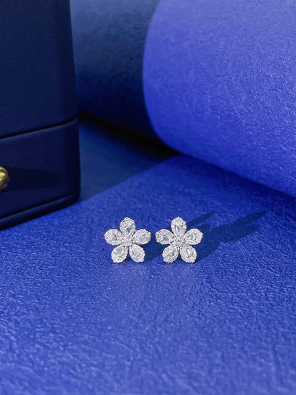 Earrings 18K White Gold 0.16ct White Diamonds Stud Female's Fine