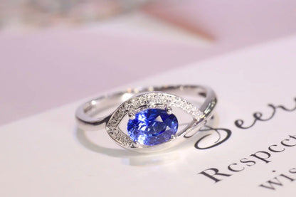 Ring 18K Gold 0.86ct Cornflower Blue Sapphire Gemstones Diamonds Female's