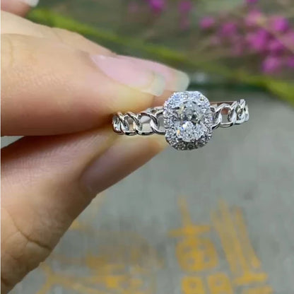 Ring 14K White Gold 0.31ct DEF VS Oval Lab Diamond Female's