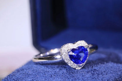 Ring 18K Gold 0.58ct Royal Blue Sapphire Diamonds Female's