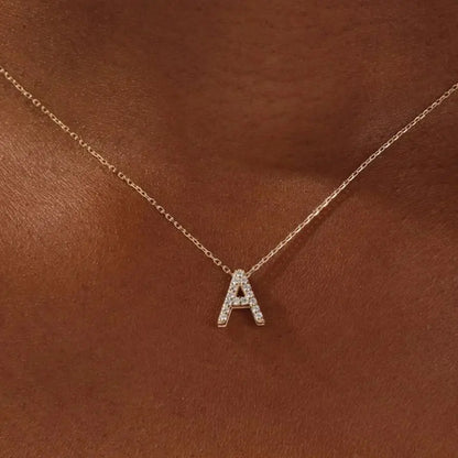 Necklace 14K Gold Letter Custom Initial EF VVS Lab Diamond Gift Female's