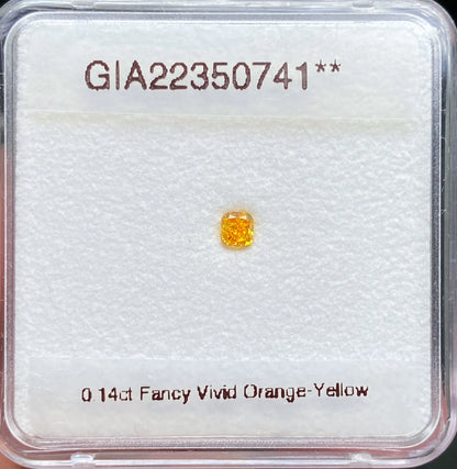 0.14ct Loose Fancy Vivid Orange Yellow Diamonds GIA