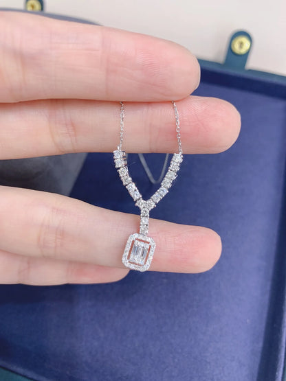 Necklace 18K White Gold 0.73ct White Diamonds Female's Fine Jewelry