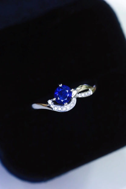 Ring 18K Gold 0.38ct Royal Blue Sapphire Gemstones Diamonds Female's