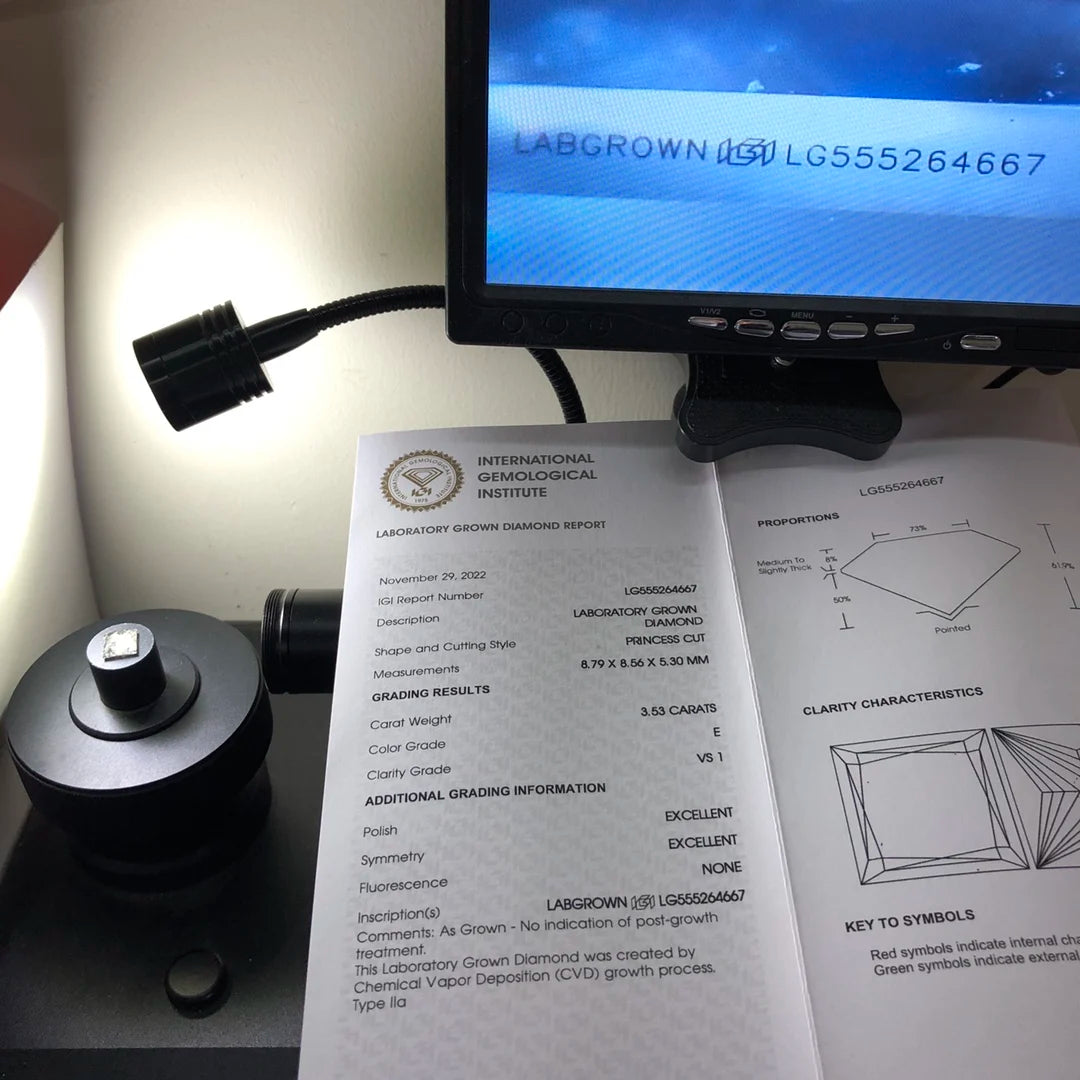 3.53CT Lab Grown Diamond Princess Cut E VS1 CVD 2EX Grade IGI Certificate