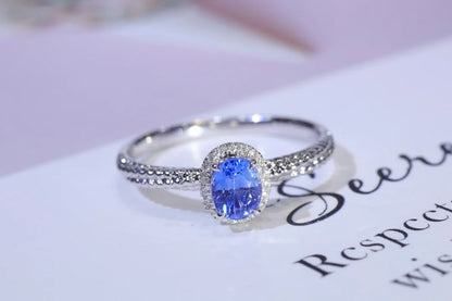 Ring 18K Gold 0.48ct Cornflower Blue Sapphire Gemstones Diamonds Female's