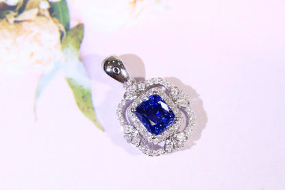 Pendant 18K Gold 0.92ct Cornflower Blue Sapphire Gemstones Necklace for Women