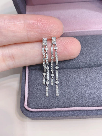 Earrings 18K White Gold 0.58ct White Diamonds Drop Female's