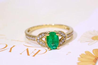 Ring 18K Gold 0.438ct Green Emerald Gemstones Male's