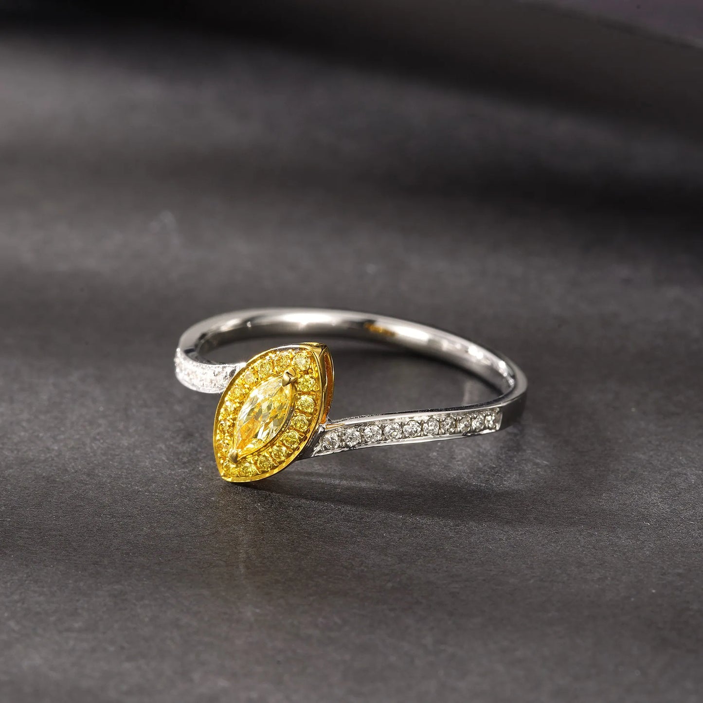 Ring 18K Gold 0.08ct Yellow Diamond Female's Wedding Engagement