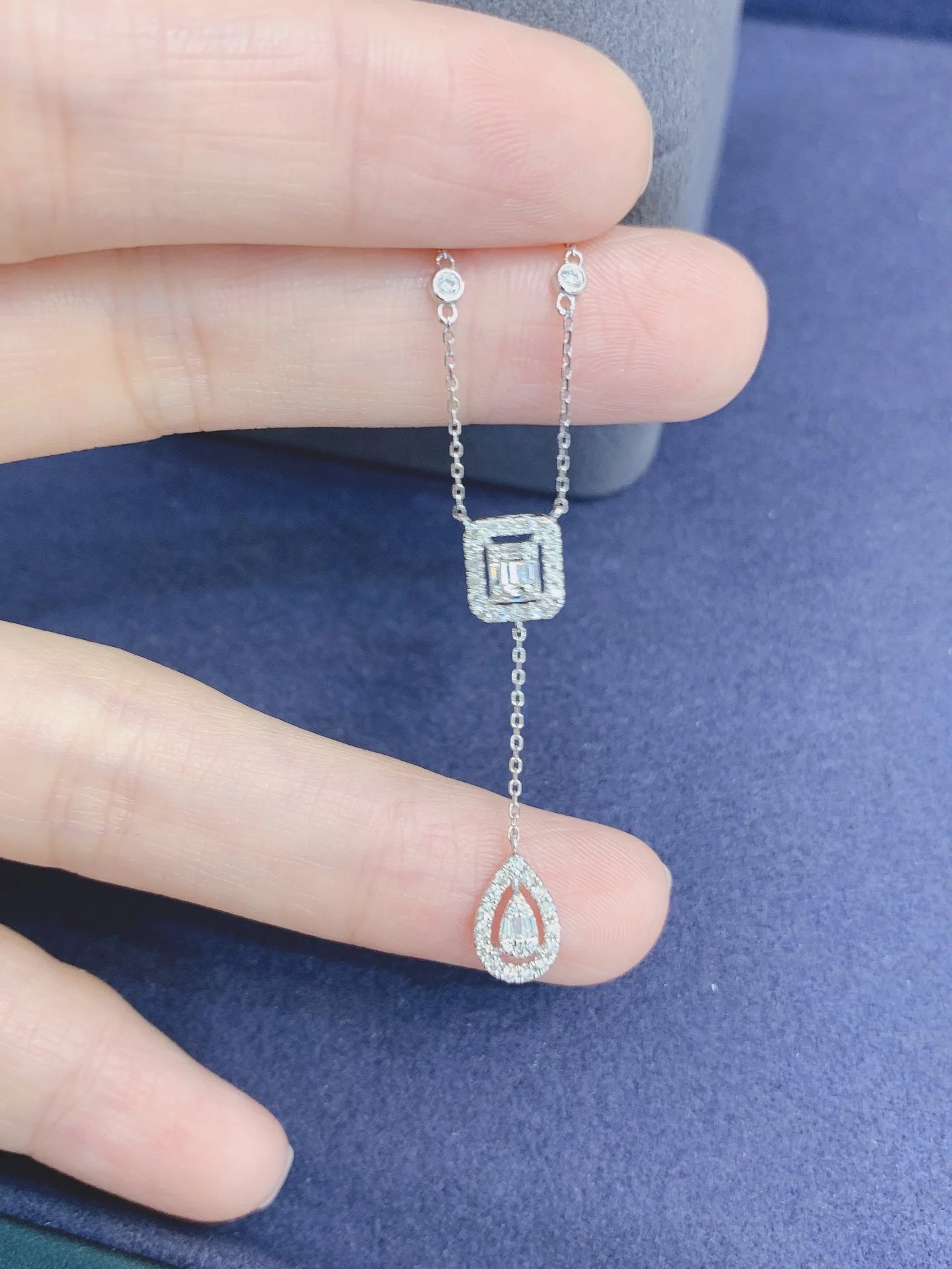 Necklace 18K White Gold 0.50ct Nature White Diamonds for Women Holiday's Gift