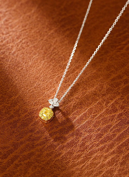 Necklace 18K Gold 0.159ct Yellow Diamonds Pendants Female's