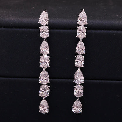 Earrings 14K White Gold 1.32ct DEF VS-VVS Oval/Pear Lab Diamond Drop Female's