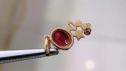 Pendant 18K Rose Gold 0.98ct Red Ruby Gemstones Necklace for Women