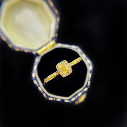 Ring 18K Gold 0.242ct Natural Yellow Diamonds Female's Diamonds for Women