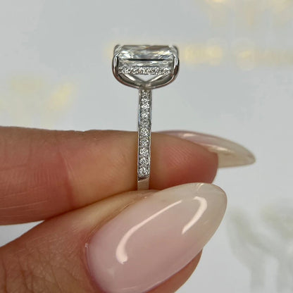 Ring 14K White Gold 2ct Radiant Lab Diamond Halo IGI Female's