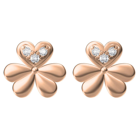 Heart & Flower Lab-Grown Diamond Studs – 0.06ctw DEF Color, 14K Rose Gold, Bridal Jewelry