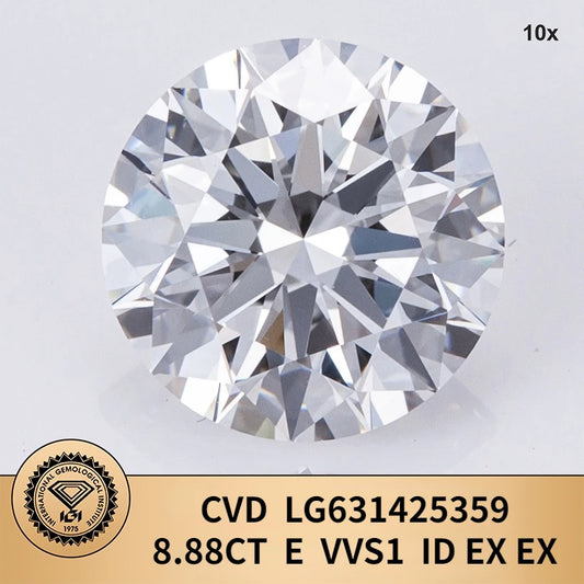 Lab Grown Diamond With IGI certificate 8.88CT E VVS1 LG631425359 CVD Diamonds Stone