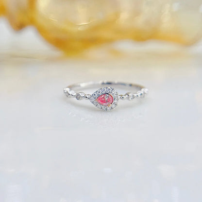 Ring 18K Gold 0.08ct Pink Diamonds Engagement Female's