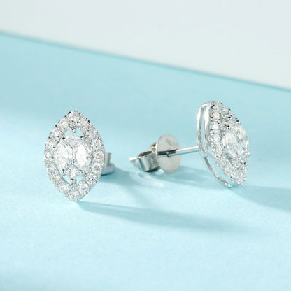 Earrings 18K White Gold 0.22ct White Diamonds Stud Female's Fine