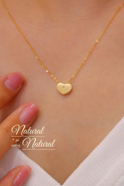 Necklace 18K Yellow Gold Heart Shape Diamonds Pendant Female's