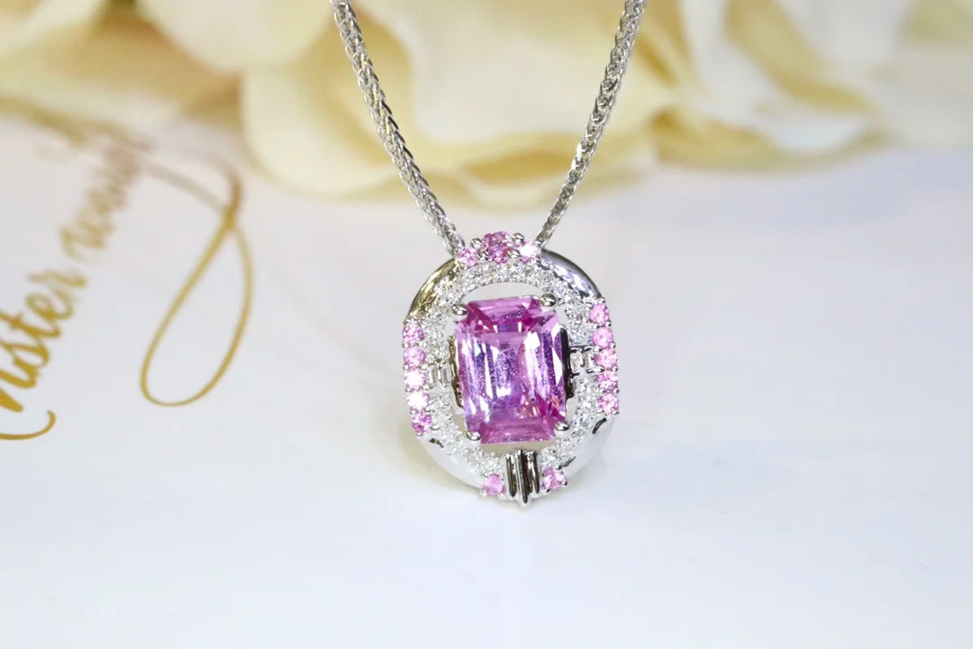 Ring 18K Gold 1.04ct Pink Sapphire Gemstones Diamonds Female