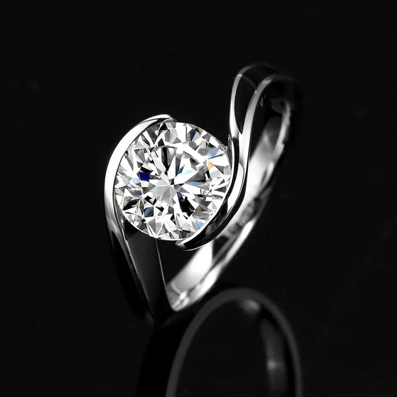 Ring 18K Gold 1.12CT Lab Diamond D VVS2 Round Stone Solid for Women