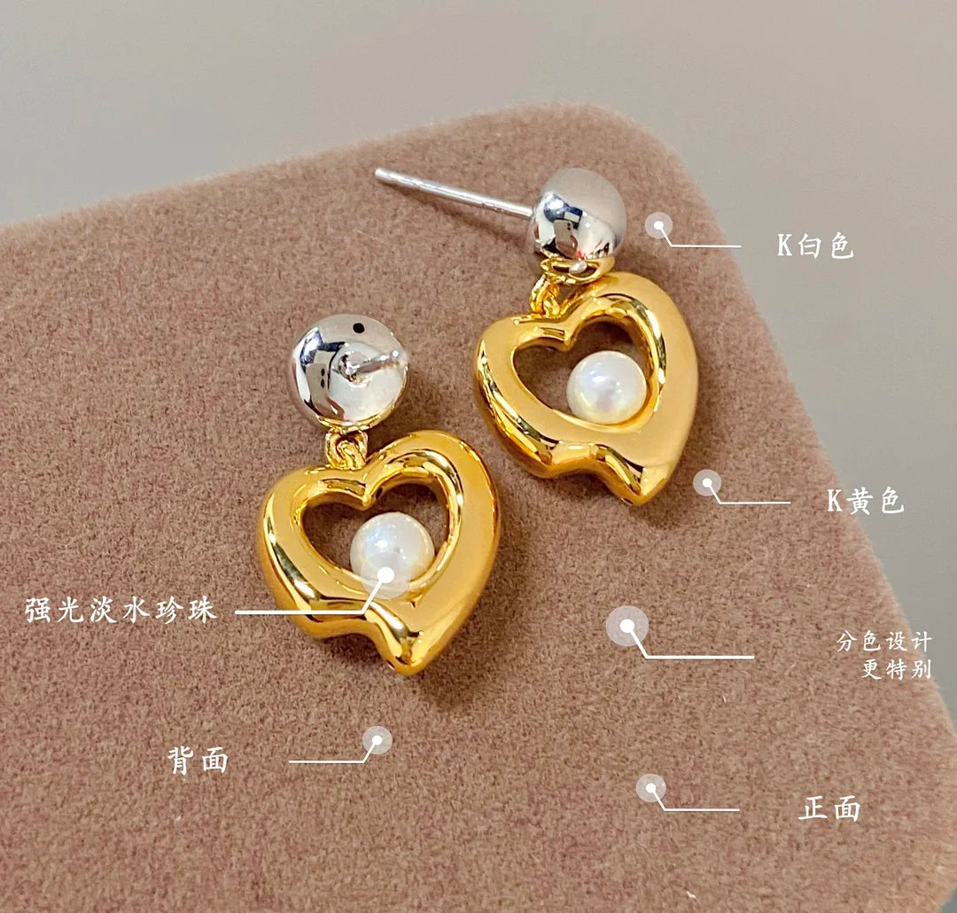 Earrings 18K Yellow Gold Chic Simple Stud Female's Fine Gift