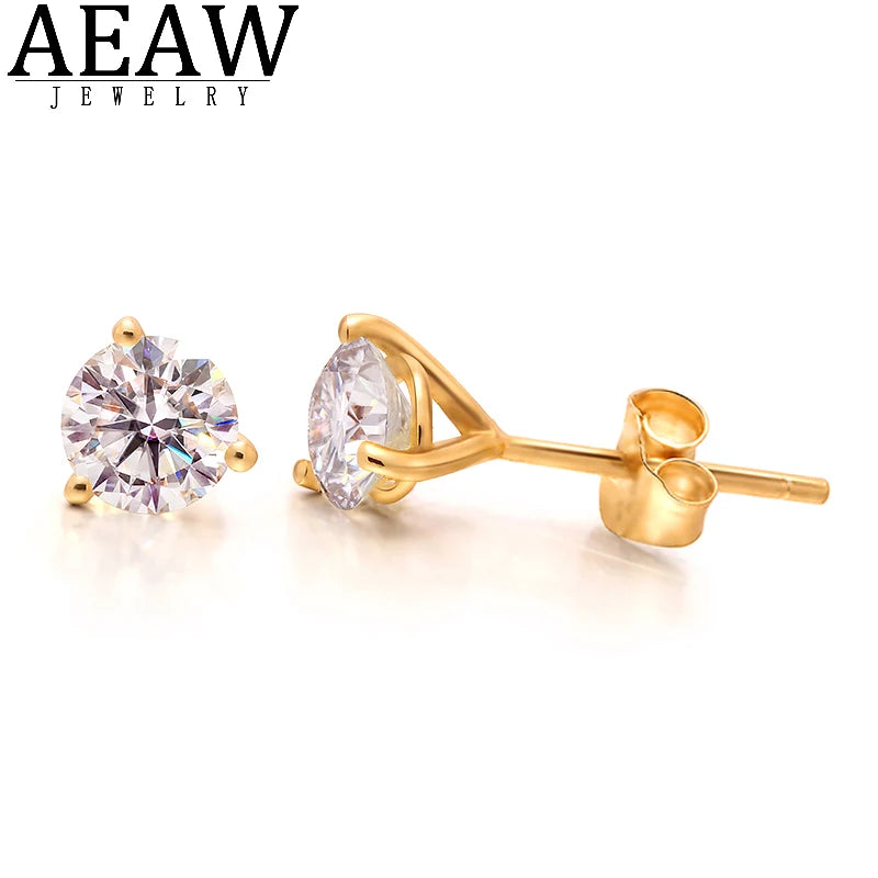 Earrings 14k Yellow Gold 0.5ct 1ctw D Color Lab Grown Diamond Wedding Jewelry Push Back