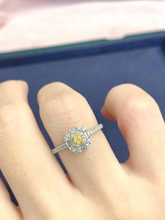 Ring 18K Gold 0.10ct Yellow Diamonds Female's Diamond for Women