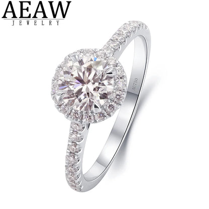 Ring 14K Gold 1ct Lab Diamond Halo Engagement Female's