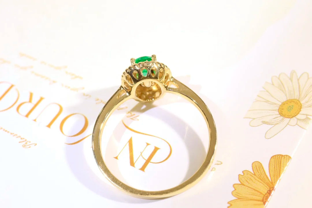 Ring 18K Gold 0.555ct Green Emerald Gemstones Male's