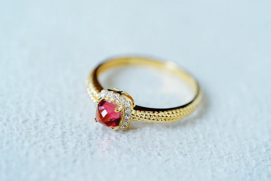 Ring 18K Gold 0.52ct Pink Tourmaline Gemstones Diamonds Female's