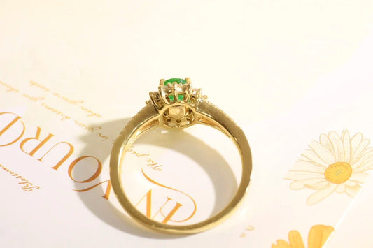 Ring 18K Gold 0.746ct Green Emerald Gemstones Male's